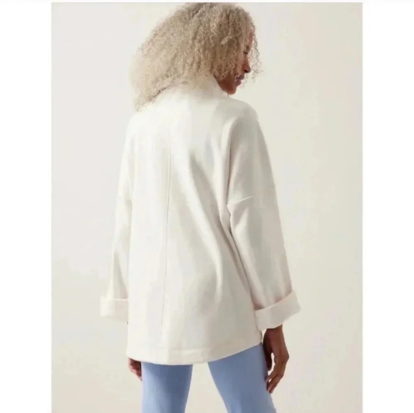 Athleta Very Soft Cozy Karma Funnel Neck Kangaroo Pockets White Sweatshirt(XL) - Picture 5 of 11